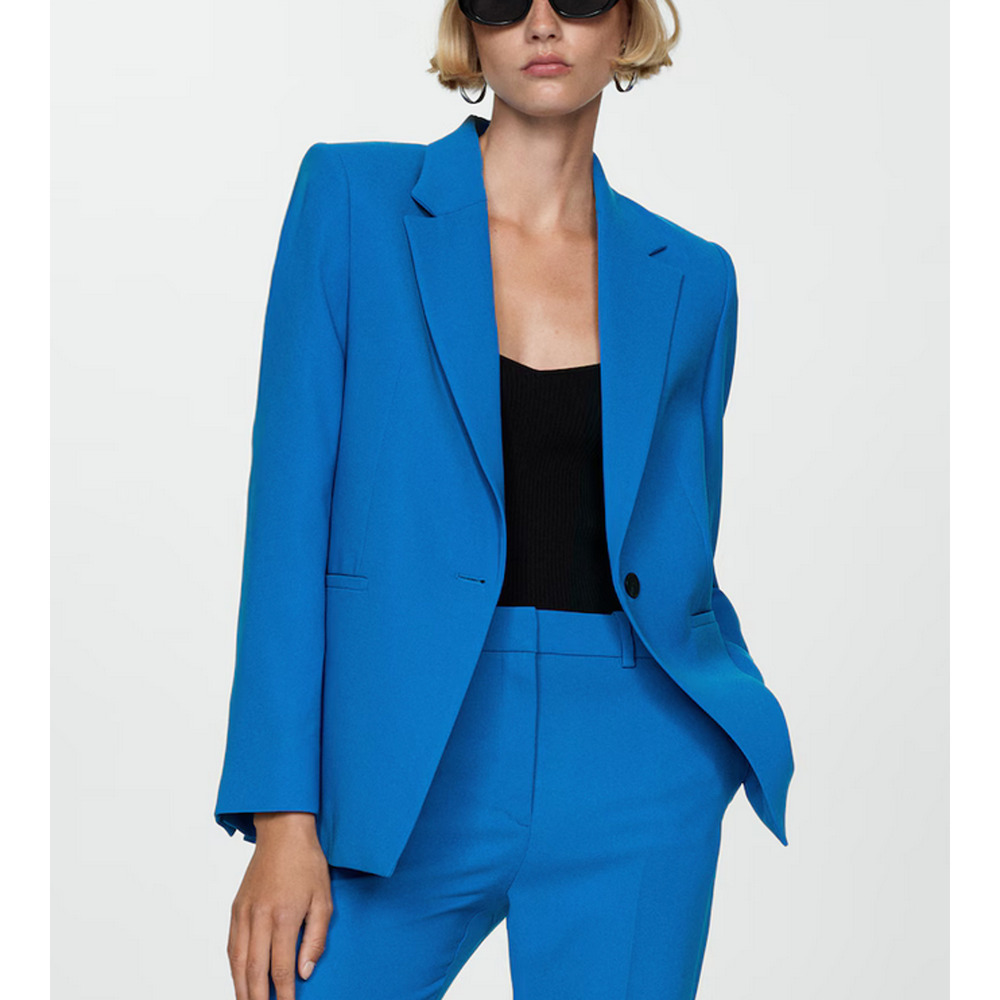 NEW MANGO MNG BLUE STRAIGHT FIT SUIT BLAZER JACKET SZ XS
